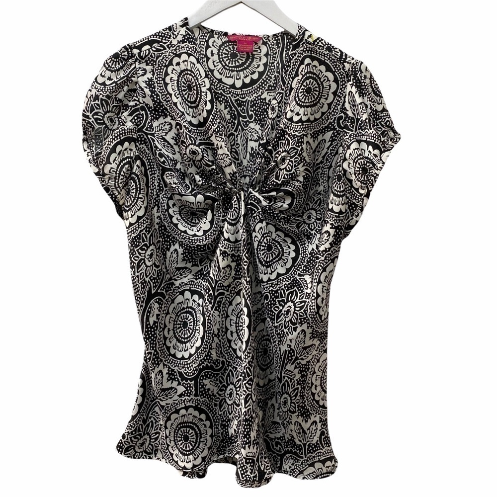 SUNNY LEIGH Blouse Plus Size 0X Black White Top